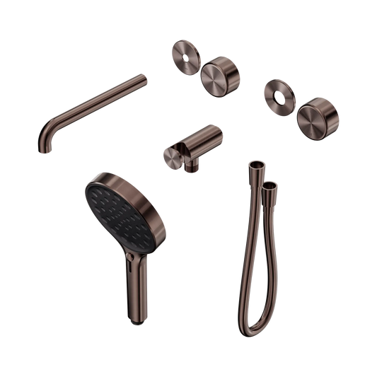 Serenity Progressive Shower System With Spout With Metal Handle And Serenity Hand Shower Trim Kit Only Brushed Bronze