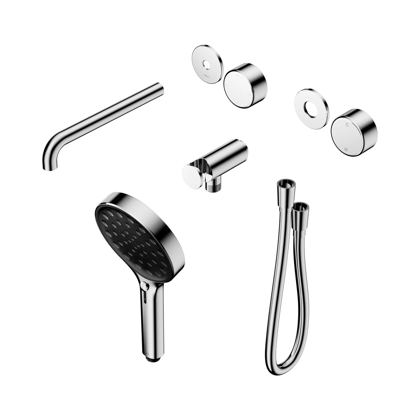 Serenity Progressive Shower System With Spout With Metal Handle And Serenity Hand Shower Trim Kit Only Chrome