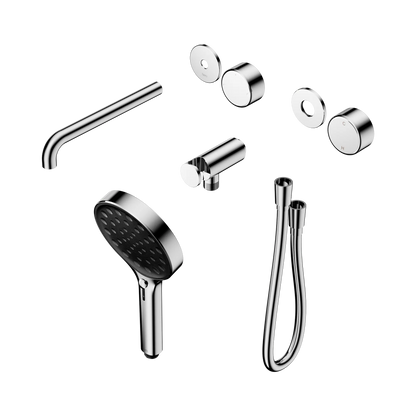 Serenity Progressive Shower System With Spout With Metal Handle And Serenity Hand Shower Trim Kit Only Chrome