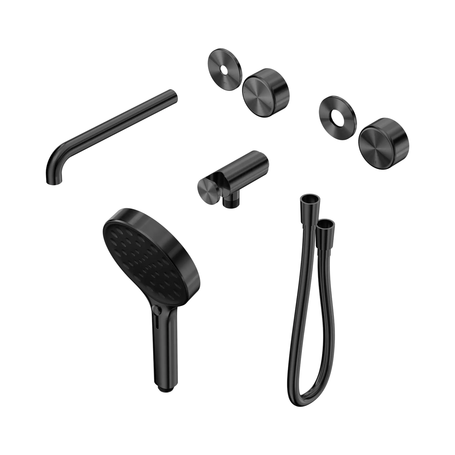 Serenity Progressive Shower System With Spout With Metal Handle And Serenity Hand Shower Trim Kit Only Gun Metal