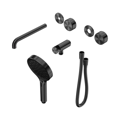 Serenity Progressive Shower System With Spout With Metal Handle And Serenity Hand Shower Trim Kit Only Gun Metal