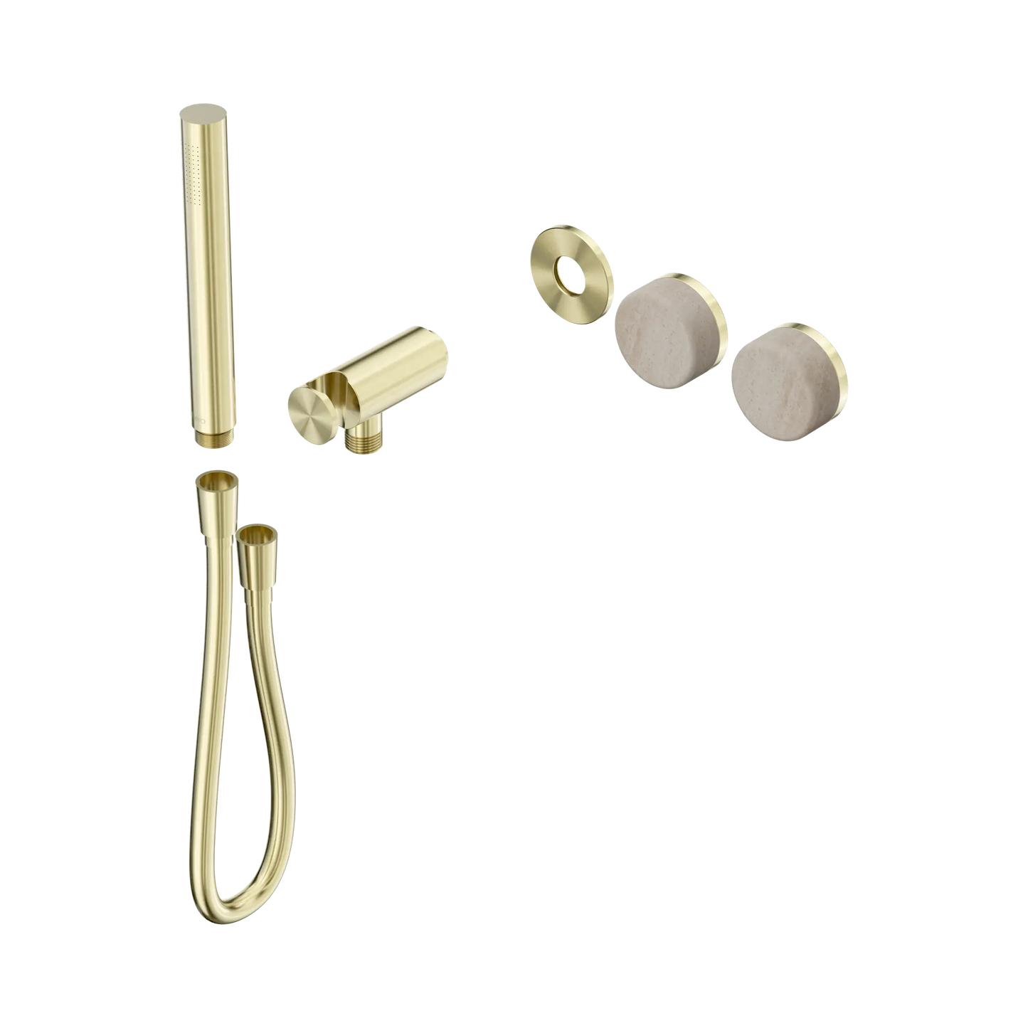 Serenity Progressive Shower System With Rome Travertine Handle And Slim Shower Trim Kit Only Brushed Gold