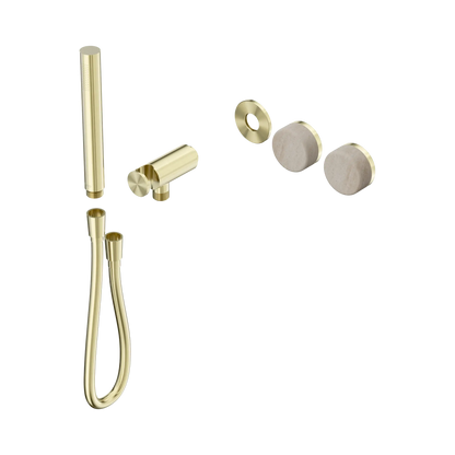 Serenity Progressive Shower System With Rome Travertine Handle And Slim Shower Trim Kit Only Brushed Gold