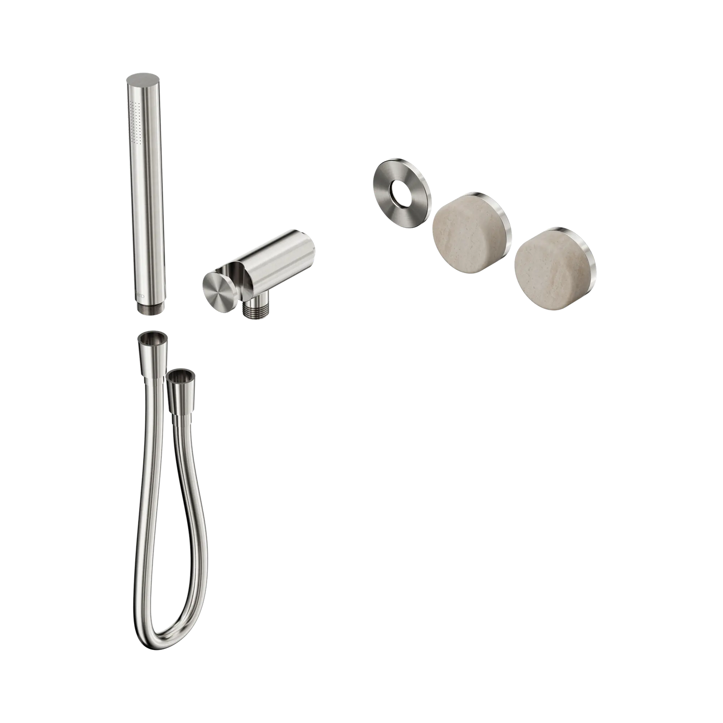 Serenity Progressive Shower System With Rome Travertine Handle And Slim Shower Trim Kit Only Brushed Nickel