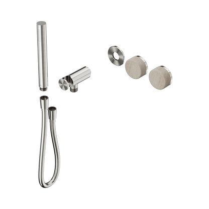 Serenity Progressive Shower System With Rome Travertine Handle And Slim Shower Trim Kit Only Brushed Nickel