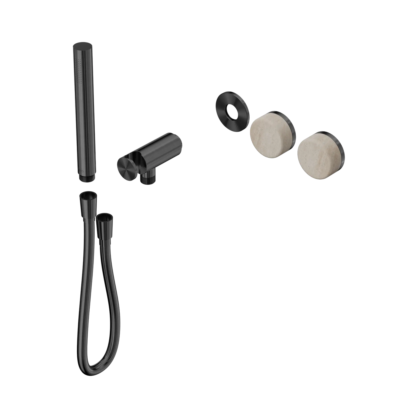 Serenity Progressive Shower System With Rome Travertine Handle And Slim Shower Trim Kit Only Gun Metal