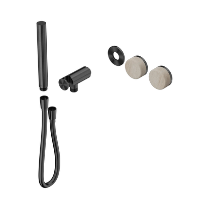 Serenity Progressive Shower System With Rome Travertine Handle And Slim Shower Trim Kit Only Gun Metal