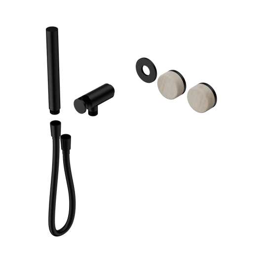 Serenity Progressive Shower System With Rome Travertine Handle And Slim Shower Trim Kit Only Matte Black