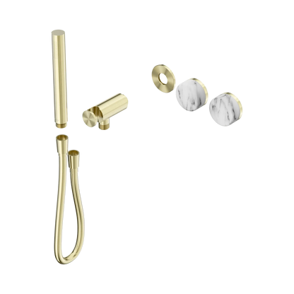 Serenity Progressive Shower System With Arabescato Corchia Handle And Slim Shower Trim Kit Only Brushed Gold