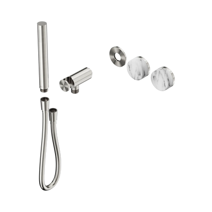 Serenity Progressive Shower System With Arabescato Corchia Handle And Slim Shower Trim Kit Only Brushed Nickel