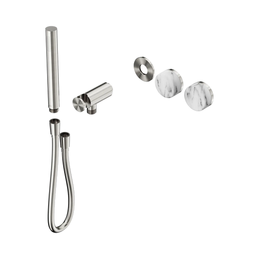 Serenity Progressive Shower System With Arabescato Corchia Handle And Slim Shower Trim Kit Only Brushed Nickel