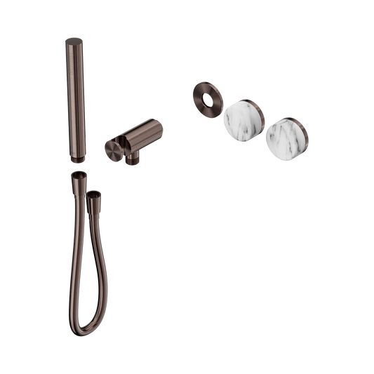 Serenity Progressive Shower System With Arabescato Corchia Handle And Slim Shower Trim Kit Only Brushed Bronze