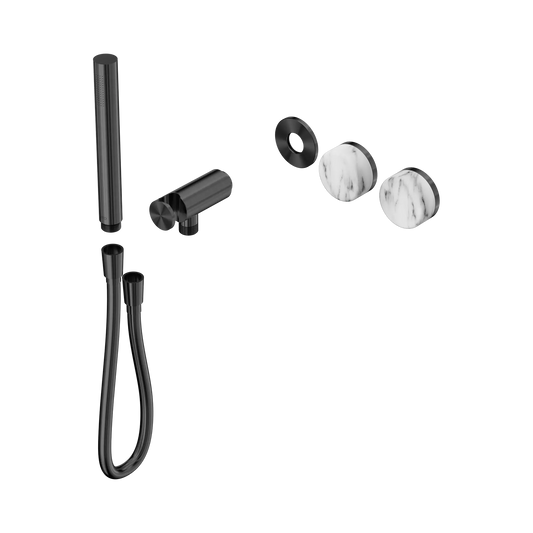 Serenity Progressive Shower System With Arabescato Corchia Handle And Slim Shower Trim Kit Only Gun Metal
