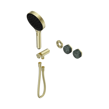 Serenity Progressive Shower System With Verde Alpi Handle And Serenity Hand Shower Trim Kit Only Brushed Gold