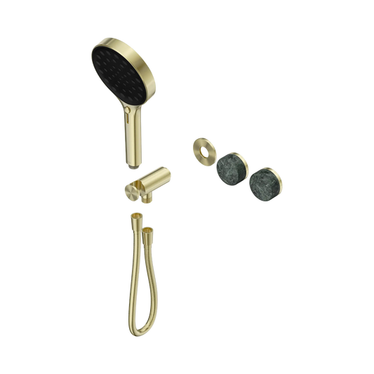 Serenity Progressive Shower System With Verde Alpi Handle And Serenity Hand Shower Trim Kit Only Brushed Gold