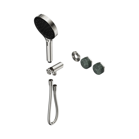 Serenity Progressive Shower System With Verde Alpi Handle And Serenity Hand Shower Trim Kit Only Brushed Nickel