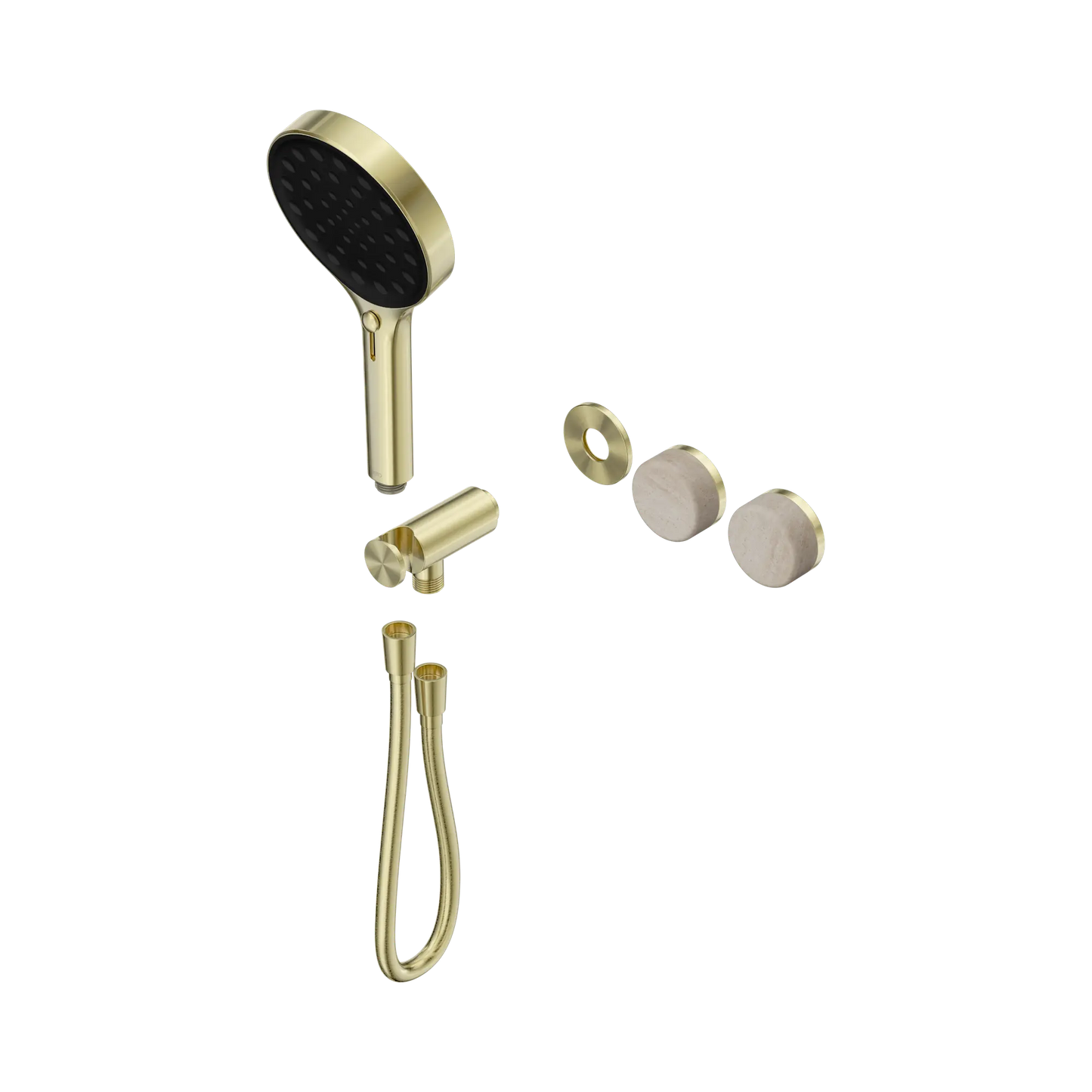 Serenity Progressive Shower System With Rome Travertine Handle And Serenity Hand Shower Trim Kit Only Brushed Gold