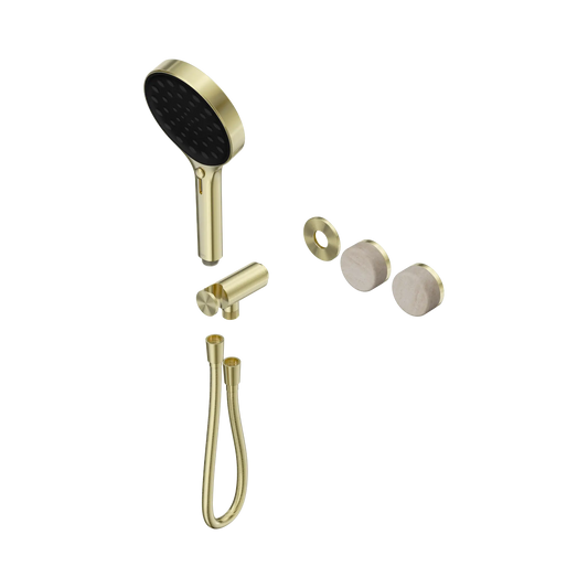 Serenity Progressive Shower System With Rome Travertine Handle And Serenity Hand Shower Trim Kit Only Brushed Gold