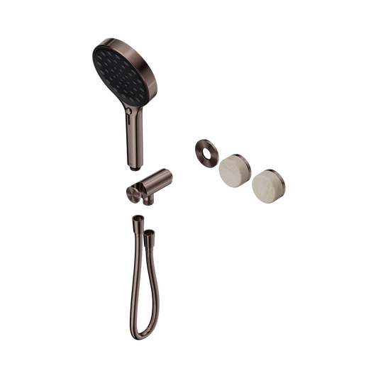 Serenity Progressive Shower System With Rome Travertine Handle And Serenity Hand Shower Trim Kit Only Brushed Bronze