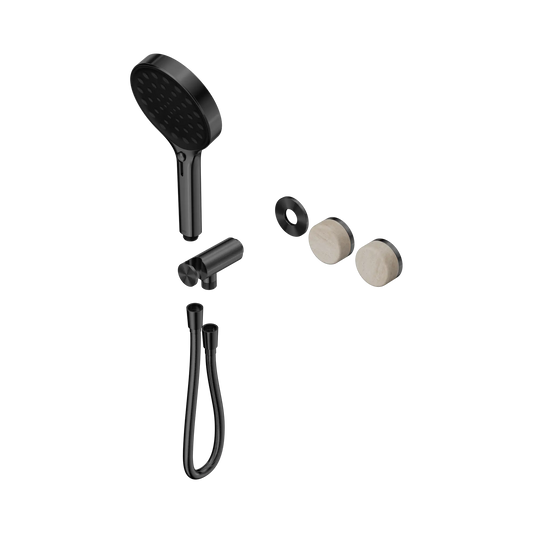 Serenity Progressive Shower System With Rome Travertine Handle And Serenity Hand Shower Trim Kit Only Gun Metal
