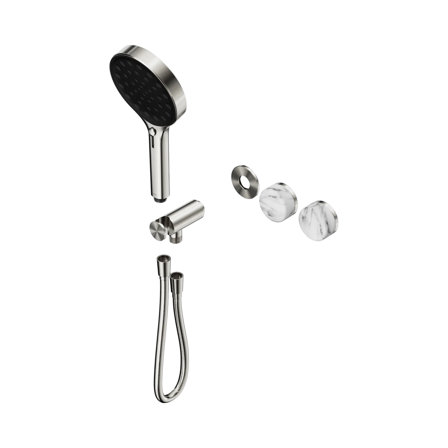 Serenity Progressive Shower System With Arabescato Corchia Handle And Serenity Hand Shower Trim Kit Only Brushed Nickel
