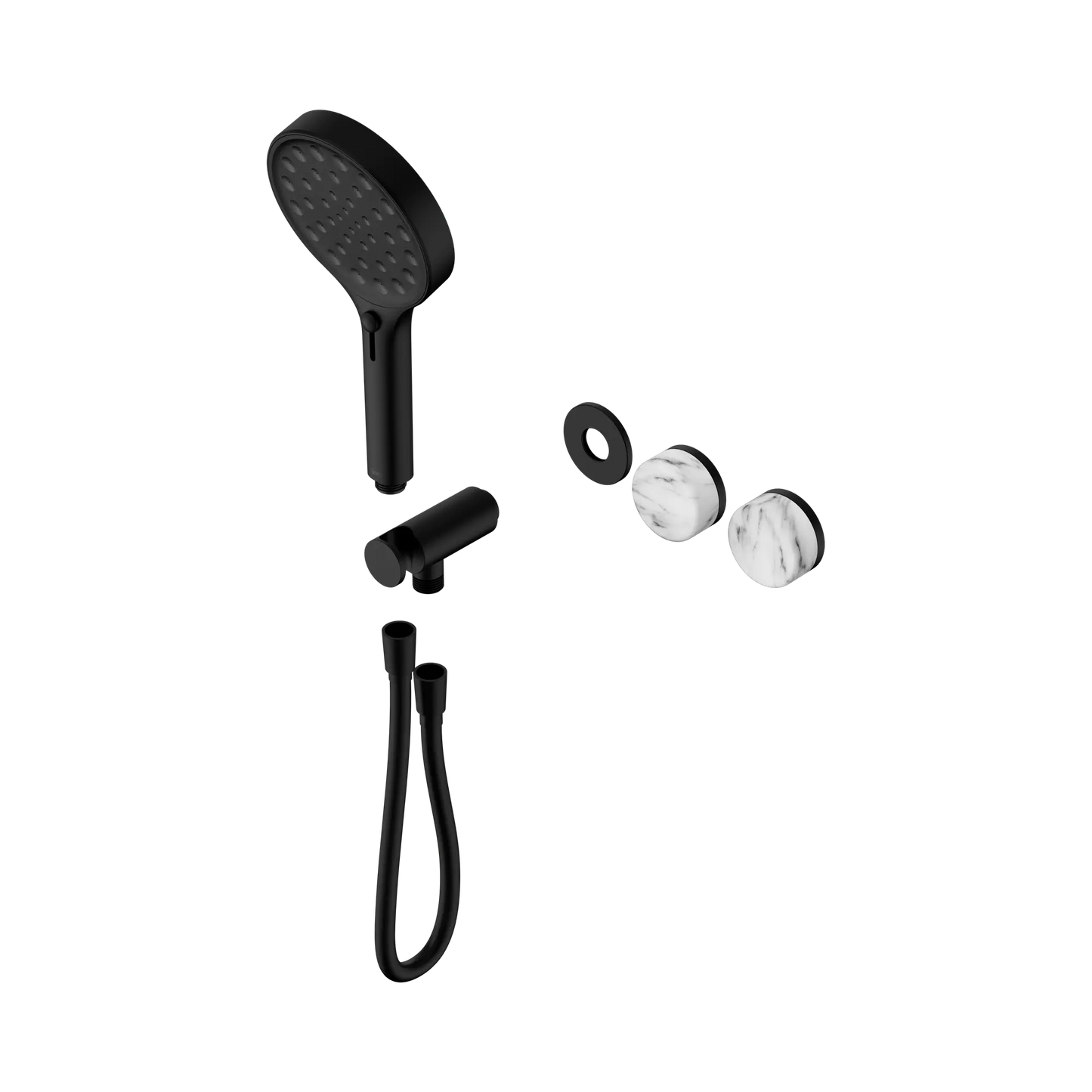 Serenity Progressive Shower System With Arabescato Corchia Handle And Serenity Hand Shower Trim Kit Only Matte Black