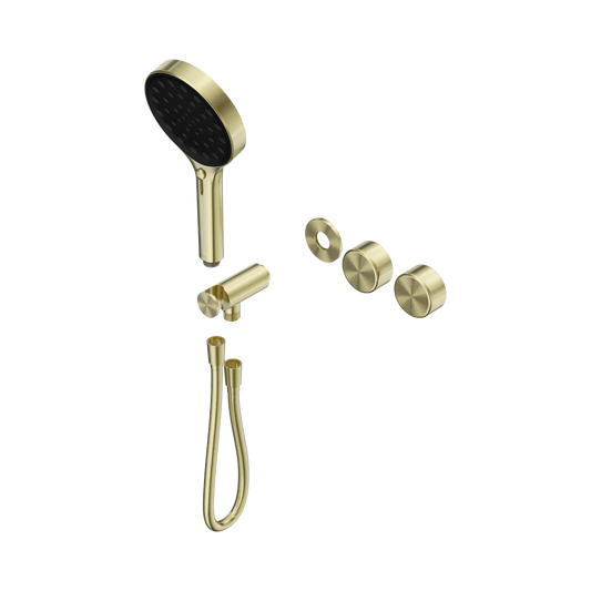 Serenity Progressive Shower System With Metal Handle And Serenity Hand Shower Trim Kit Only Brushed Gold