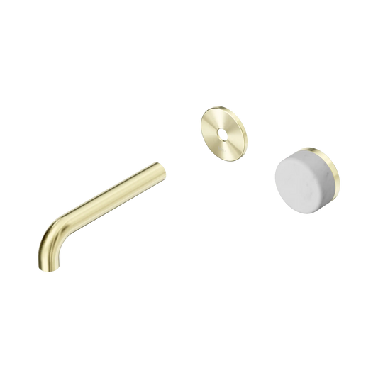 Serenity Progressive Wall Basin Mixer 160mm Spout With Carrara Handle Trim Kit Only Brushed Gold