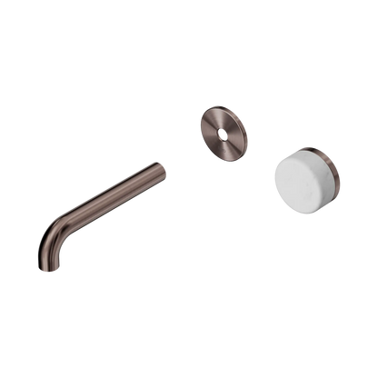 Serenity Progressive Wall Basin Mixer 160mm Spout With Carrara Handle Trim Kit Only Brushed Bronze