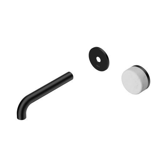Serenity Progressive Wall Basin Mixer 160mm Spout With Carrara Handle Trim Kit Only Matte Black