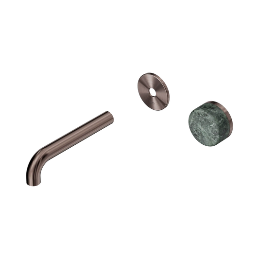 Serenity Progressive Wall Basin Mixer 160mm Spout With Verde Alpi Handle Trim Kit Only Brushed Bronze