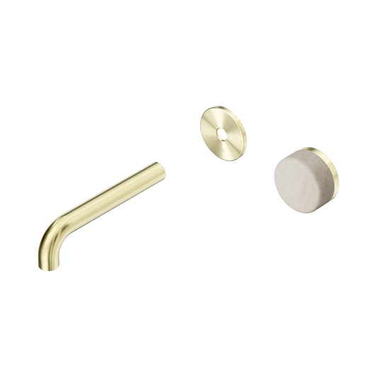 Serenity Progressive Wall Basin Mixer 160mm Spout With Rome Travertine Handle Trim Kit Only Brushed Gold