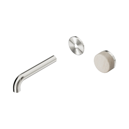 Serenity Progressive Wall Basin Mixer 160mm Spout With Rome Travertine Handle Trim Kit Only Brushed Nickel