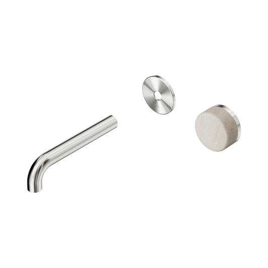 Serenity Progressive Wall Basin Mixer 160mm Spout With Rome Travertine Handle Trim Kit Only Brushed Nickel