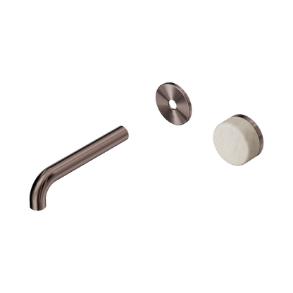Serenity Progressive Wall Basin Mixer 160mm Spout With Rome Travertine Handle Trim Kit Only Brushed Bronze