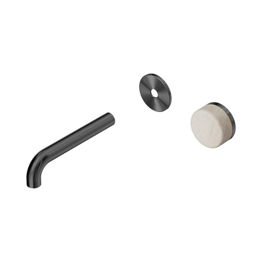 Serenity Progressive Wall Basin Mixer 160mm Spout With Rome Travertine Handle Trim Kit Only Gun Metal