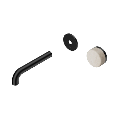 Serenity Progressive Wall Basin Mixer 160mm Spout With Rome Travertine Handle Trim Kit Only Matte Black