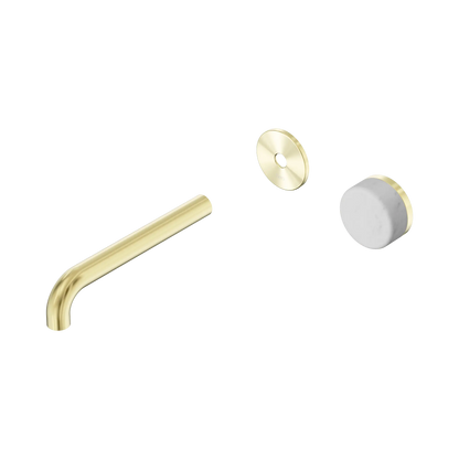 Serenity Progressive Wall Basin Mixer 185mm Spout With Carrara Handle Trim Kit Only Brushed Gold
