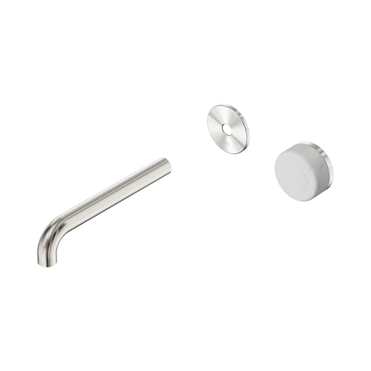 Serenity Progressive Wall Basin Mixer 185mm Spout With Carrara Handle Trim Kit Only Brushed Nickel
