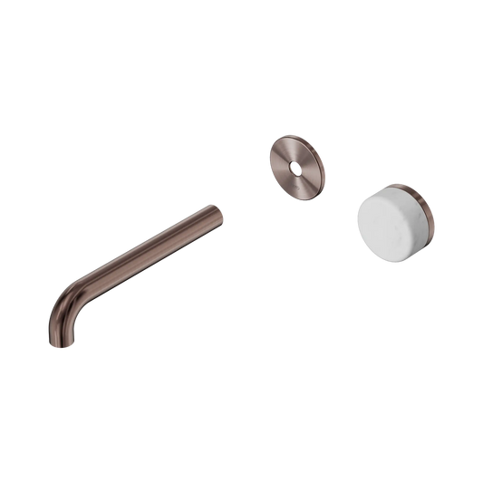 Serenity Progressive Wall Basin Mixer 185mm Spout With Carrara Handle Trim Kit Only Brushed Bronze