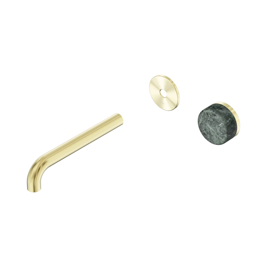 Serenity Progressive Wall Basin Mixer 185mm Spout With Verde Alpi Handle Trim Kit Only Brushed Gold