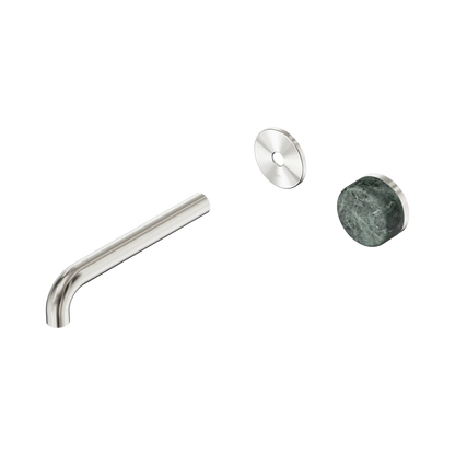 Serenity Progressive Wall Basin Mixer 185mm Spout With Verde Alpi Handle Trim Kit Only Brushed Nickel