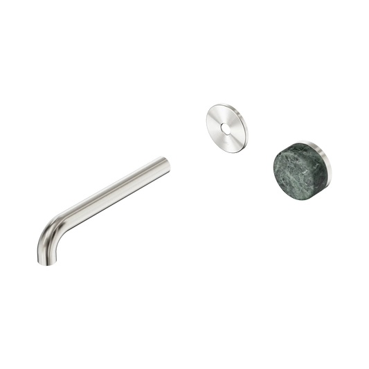 Serenity Progressive Wall Basin Mixer 185mm Spout With Verde Alpi Handle Trim Kit Only Brushed Nickel