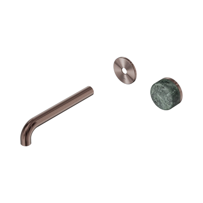 Serenity Progressive Wall Basin Mixer 185mm Spout With Verde Alpi Handle Trim Kit Only Brushed Bronze