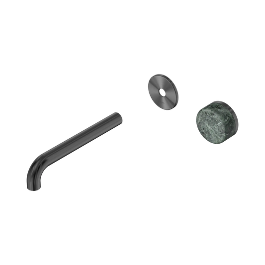 Serenity Progressive Wall Basin Mixer 185mm Spout With Verde Alpi Handle Trim Kit Only Gun Metal