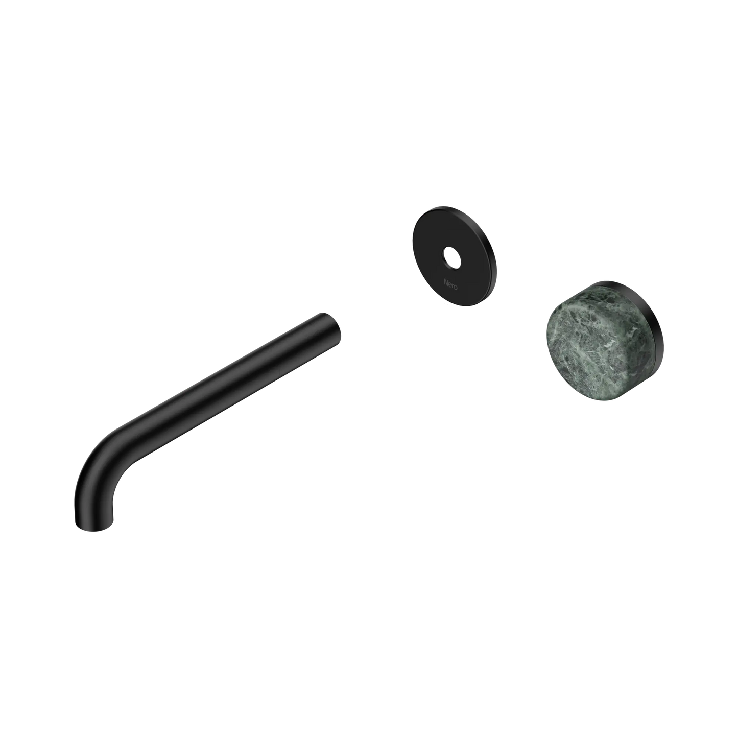 Serenity Progressive Wall Basin Mixer 185mm Spout With Verde Alpi Handle Trim Kit Only Matte Black