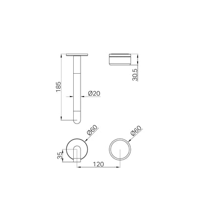 Serenity Progressive Wall Basin Mixer 185mm Spout With Verde Alpi Handle Trim Kit Only Brushed Gold