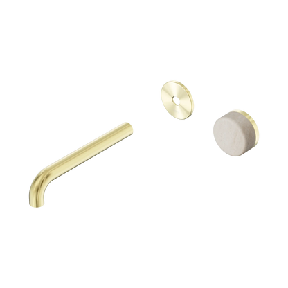Serenity Progressive Wall Basin Mixer 185mm Spout With Rome Travertine Handle Trim Kit Only Brushed Gold
