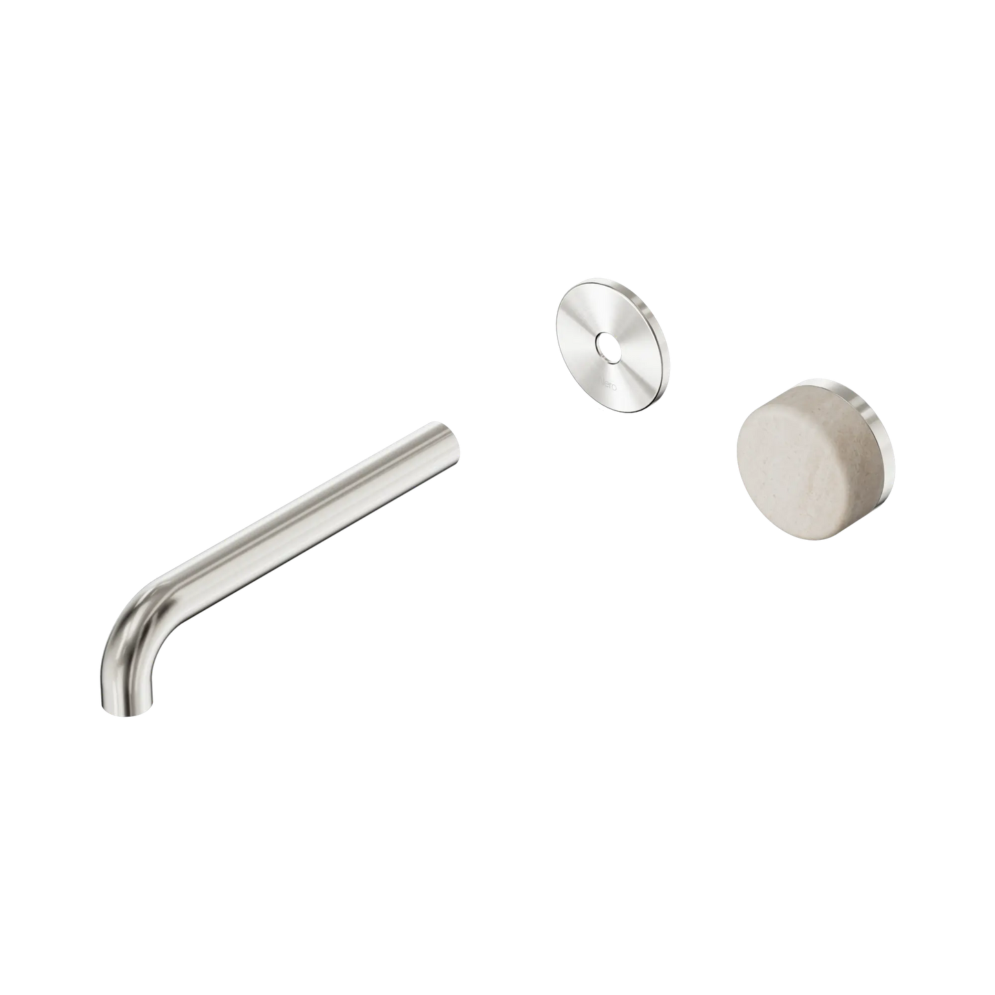 Serenity Progressive Wall Basin Mixer 185mm Spout With Rome Travertine Handle Trim Kit Only Brushed Nickel