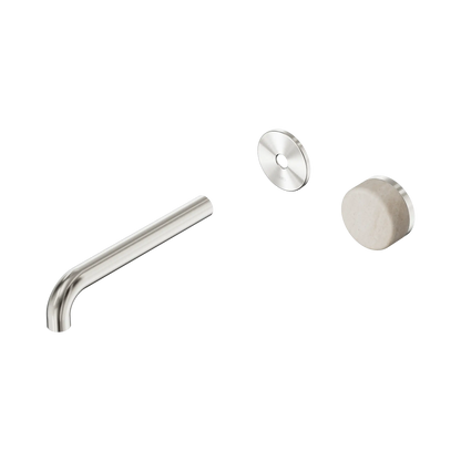 Serenity Progressive Wall Basin Mixer 185mm Spout With Rome Travertine Handle Trim Kit Only Brushed Nickel